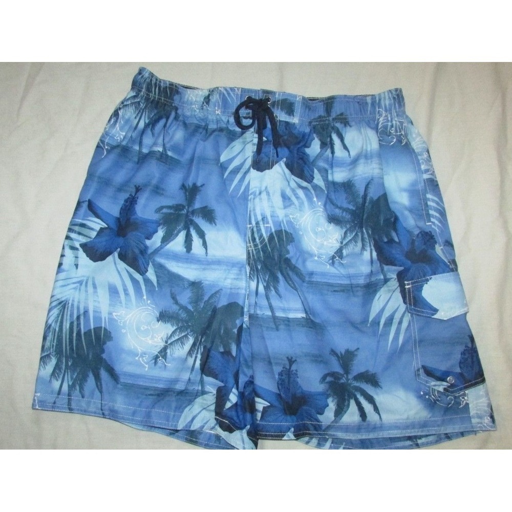 Men's‎ XXL Croft & Barrow Kohls swim trunks board shorts blue tropical print